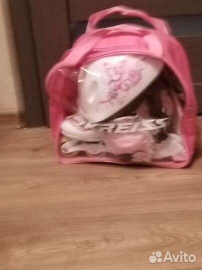 Раздвижные роликовые коньки Китти+защита+шлем+сумк