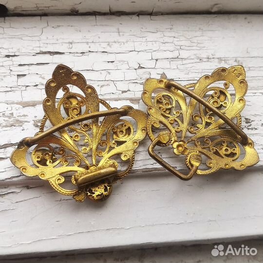 Антикварная пряжка с эмалью