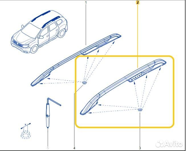 Рейлинг на крышу левый Renault Duster F4RE410 2021