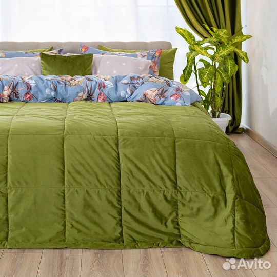 Покрывало бархат Беллиссимо цитрон новое