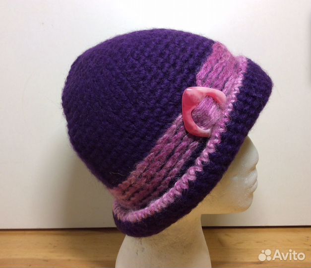Роскошная миниатюрная вязаная шляпка,53-56,арт 185