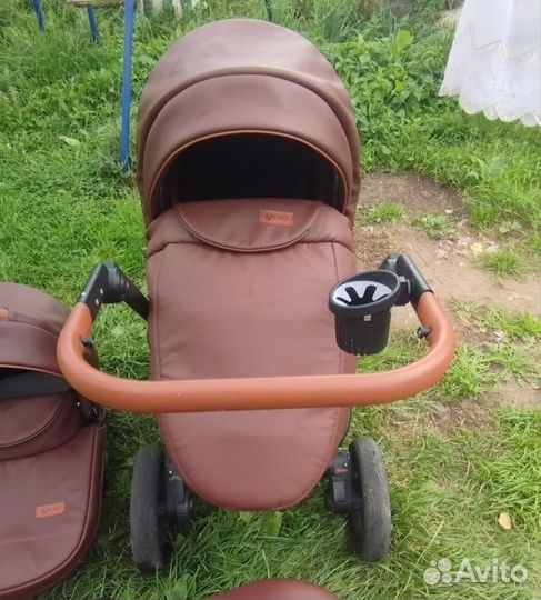 Коляска verdi 3 в 1 эко кожа коричневая
