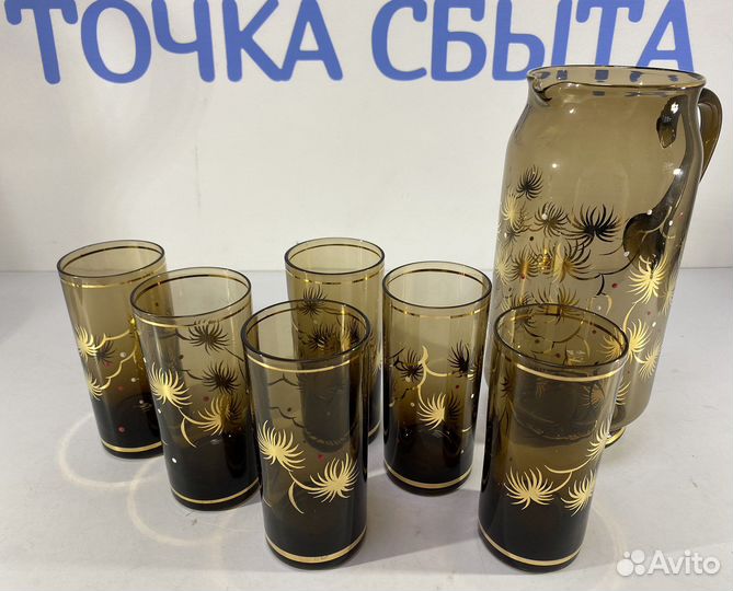 Набор для воды Богемия чехия цветное стекло