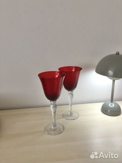 Бокалы Zara Home рифленые красное стекло