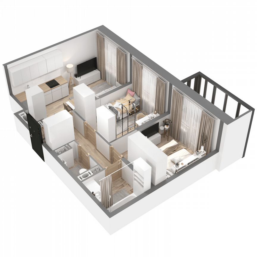 2-к. квартира, 49,4 м², 10/23 эт.