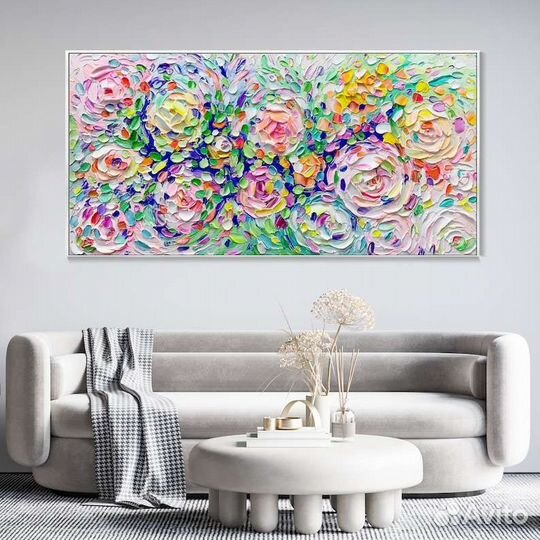 Текстурная картина маслом Цветочный декор 3D