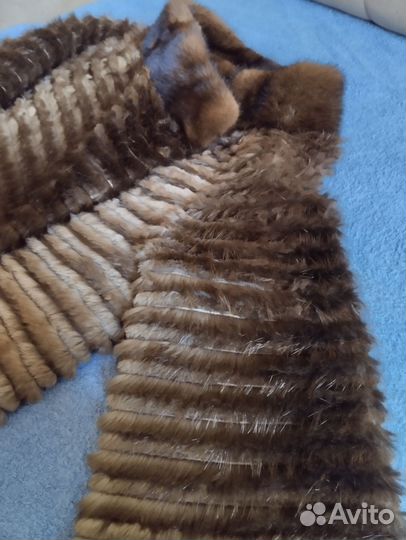 Шуба из вязаной норки 46