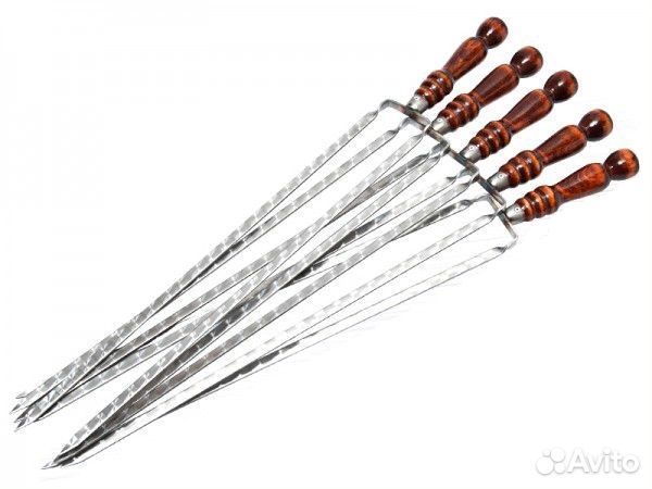 Шампур двойной (вилка) 55 см с деревянной ручкой