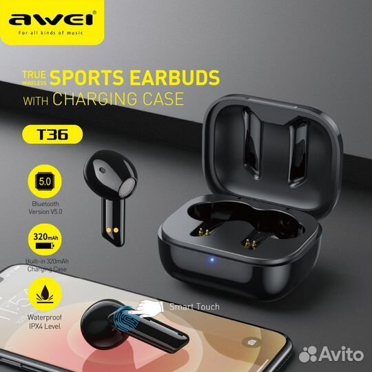 TWS Bluetooth гарнитура Awei T36