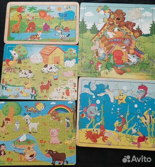 Деревянные пазлы пакетом