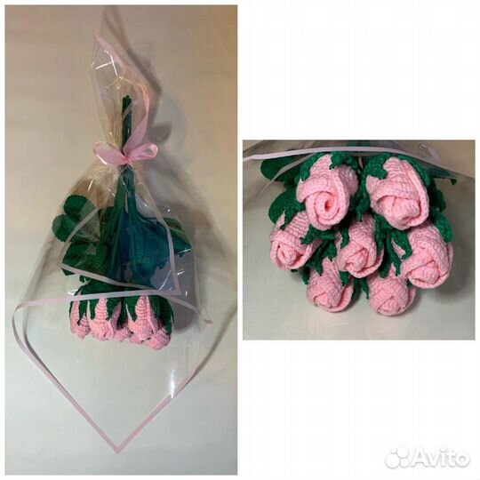Букет из вязаных роз
