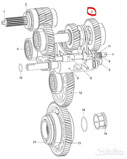 Вал кпп в сборе с шестернями BRP Ski-Doo / Lynx