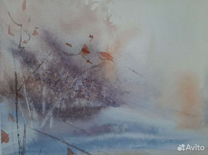 Картина акварелью Морозное утро