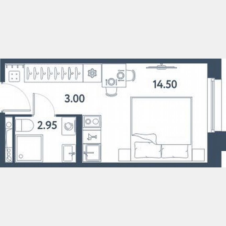 Апартаменты-студия, 20,5 м², 3/16 эт.
