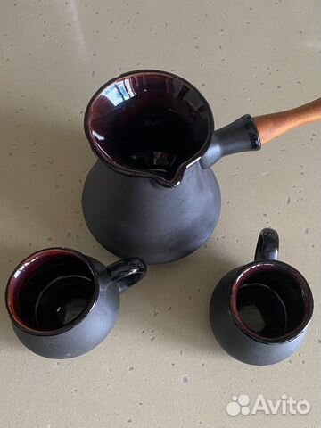 Турка для кофе керамическая с кружками