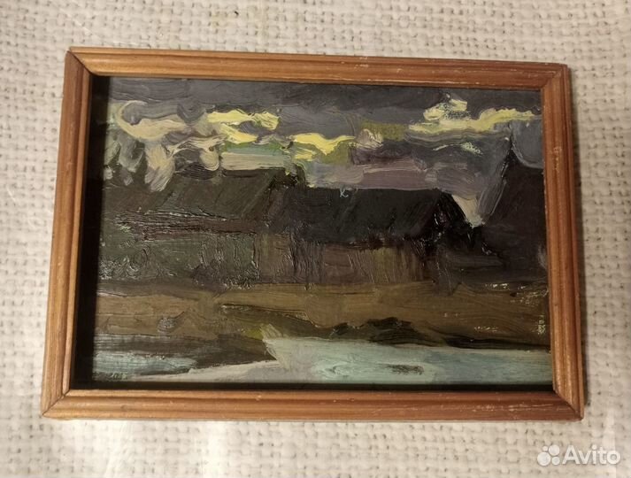 Серия картин 4 Пейзажи СССР масло картон живопись