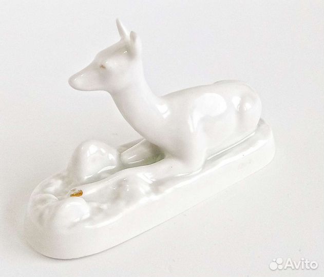 Фарфор статуэтка Олененок СССР Вербилки позолота