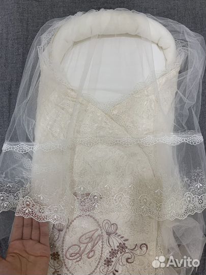 Новый конверт на выписку кружевной с вуалью