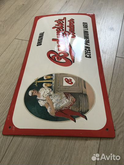 Табличка пиво Budweiser эмаль большая