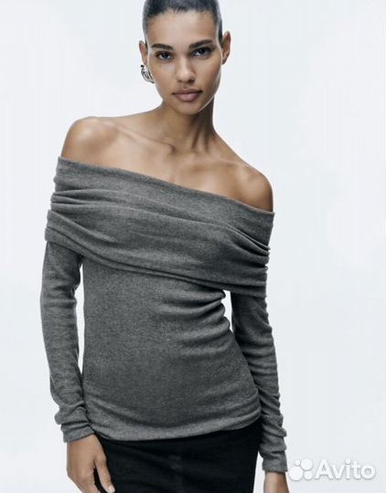 Топ трикотажный с открытыми плечами Zara S новый
