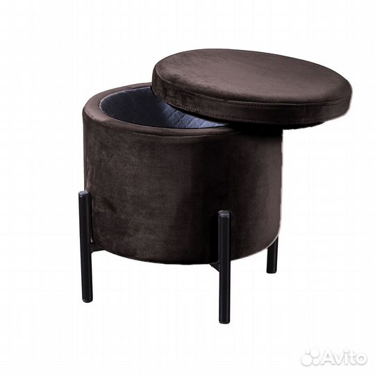 Пуф Grand круглый, бархат антрацит 14