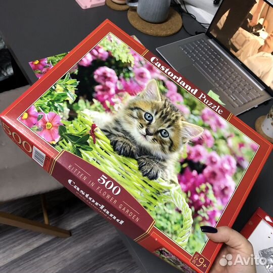Пазлы 500 штук «котёнок в саду»