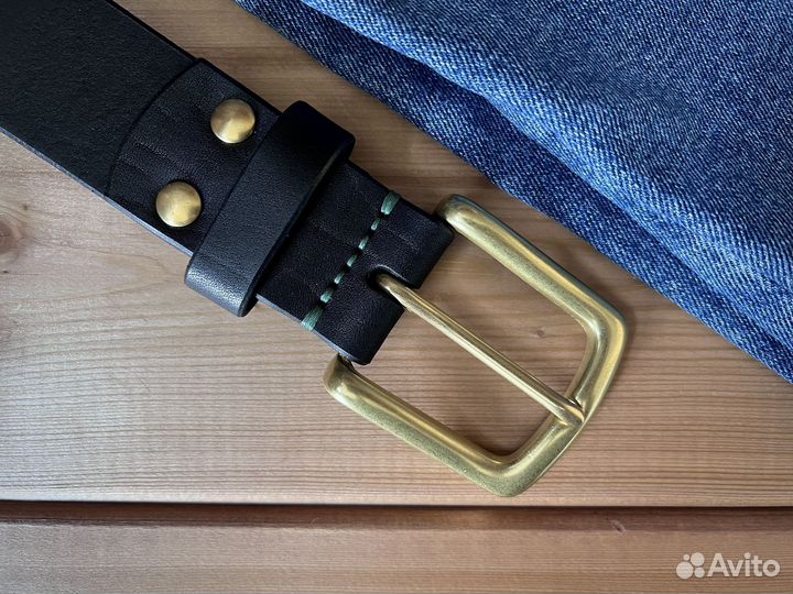 Мужской кожаный ремень доч джинс
