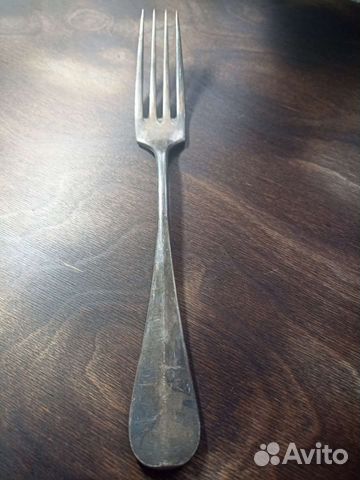Большая старинная посеребренная вилка