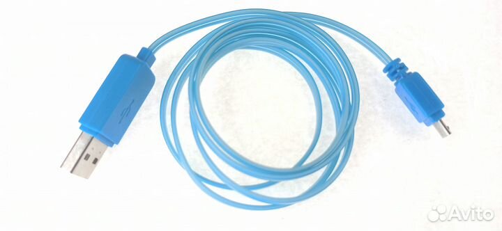 Кабель microusb 1 м, синяя точечная подсветка