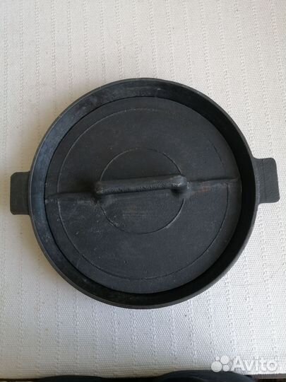 Чугунная сковорода гриль с прессом СССР