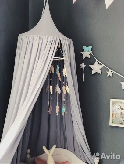 Шатер детский на кроватку, пепельный серый