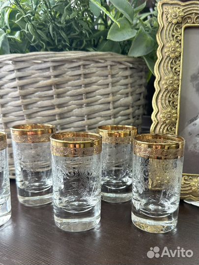 Хрустальные стопки с позолотой, Medici, Италия