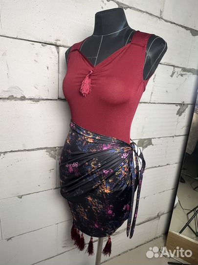 Тренировочный комплект для латины. Боди+юбка