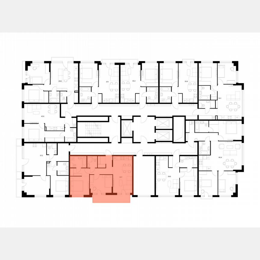 2-к. квартира, 57,7 м², 11/23 эт.