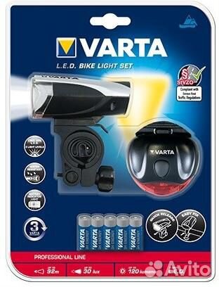 Комплект фонарей для велосипеда Varta влагозащ