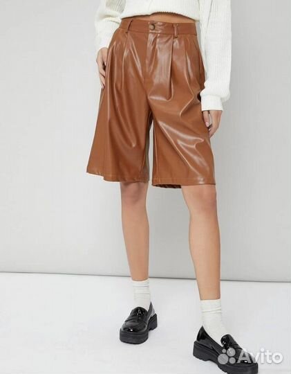 Шорты женские кожаные бермуды XS-S