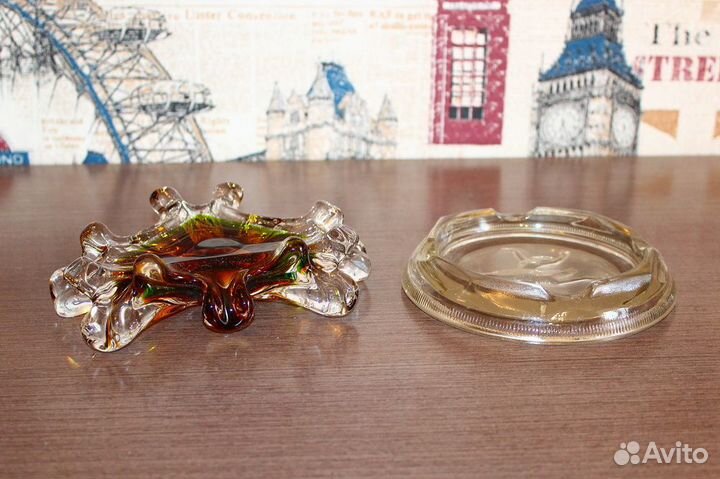 Пепельница из цветного стекла СССР