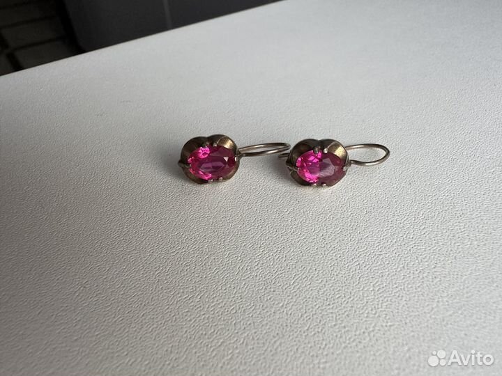 Серьги серебро 875 звезда СССР