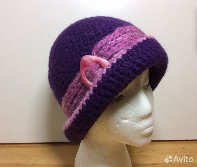 Роскошная миниатюрная вязаная шляпка,53-56,арт 185