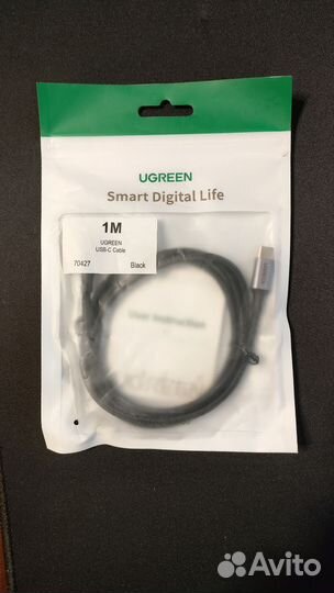 Кабель Ugreen USB C PD 100 Вт, в оплетке, черный