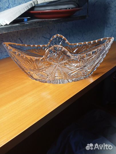 Ваза хрустальная ладья СССР