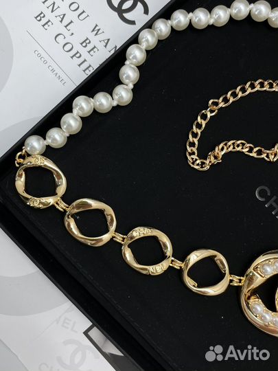 Пояс цепь с бусами chanel