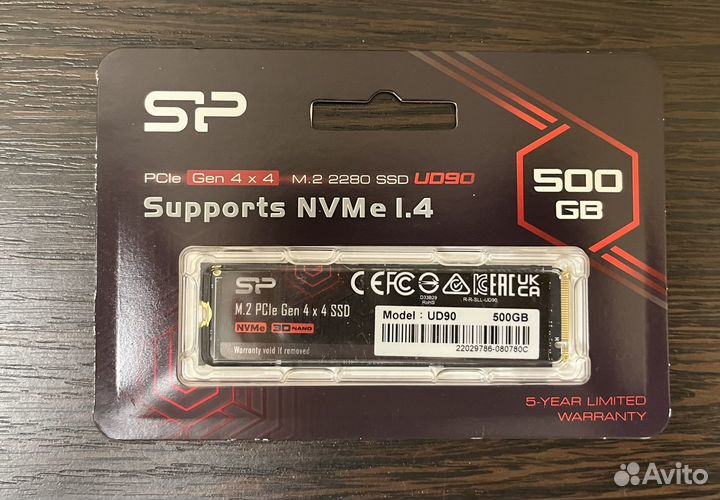 Накопитель SSD Silicon Power M.2 UD90 500гб Gen4.0