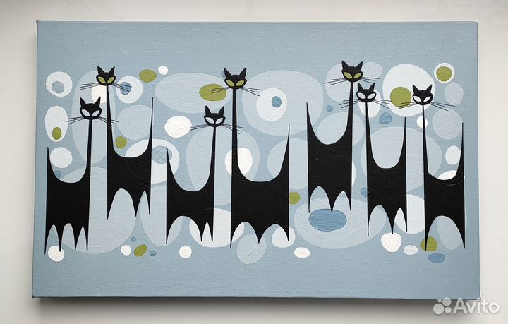 Картины с кошками Mid Century