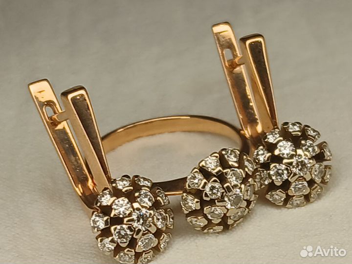 Золотой комплект ринго с бриллиантами 585 пробы