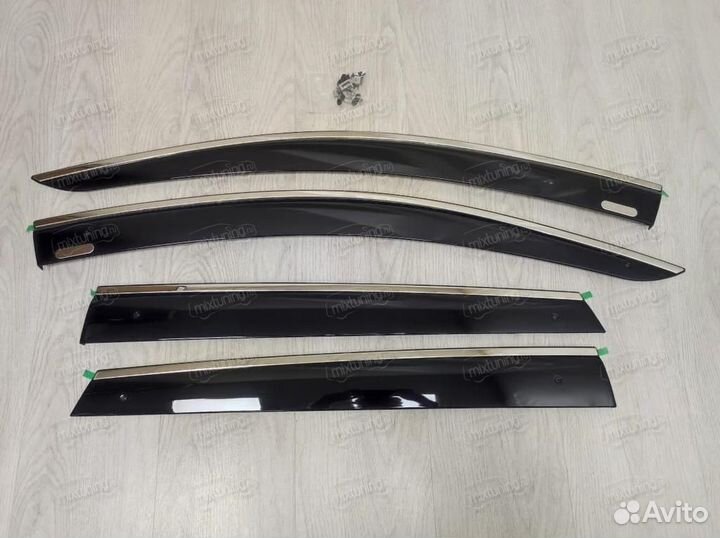 Дефлекторы окон Kia Sorento Prime с нержавейкой