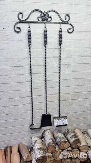 Набор для русской печи на кованом подвесе - кочерг