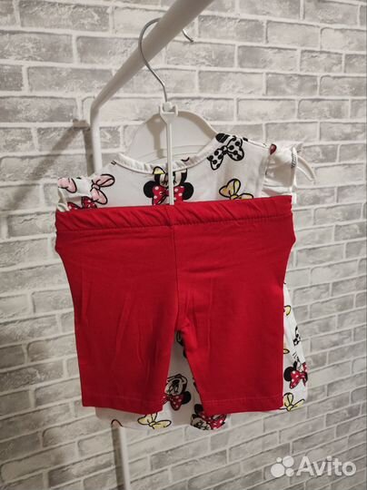 Летнее платье с шортами для девочки 68 74 80 86