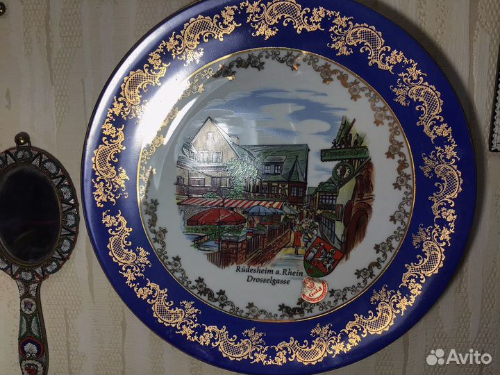 Тарелка золото 24 карата винтаж