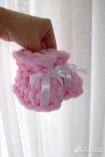Детский плюшевый вязаный плед